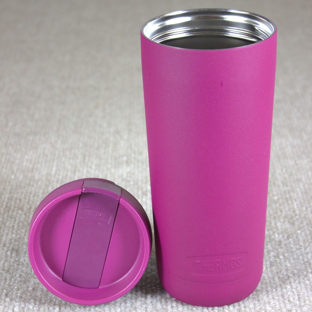 Thermos Vacuum Insulated Travel Tumbler Magenta Pink Stainless Steel Mug 16oz